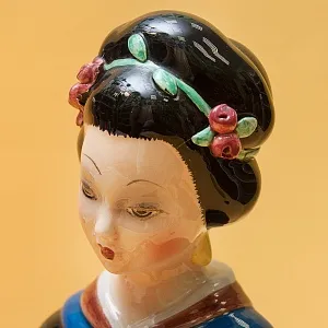 Большая Интерьерная Фаянсовая Статуэтка «Девушка с лютней», CIA MANNA Италия 50-е годы.