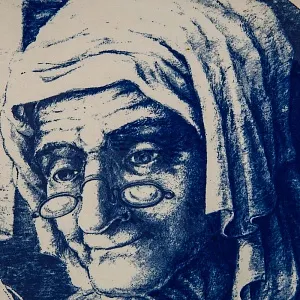 Декоративная Фарфоровая Тарелка - Блюдо «Ожидание», DELFTs- Royal Boch Бельгия d - 29 см.