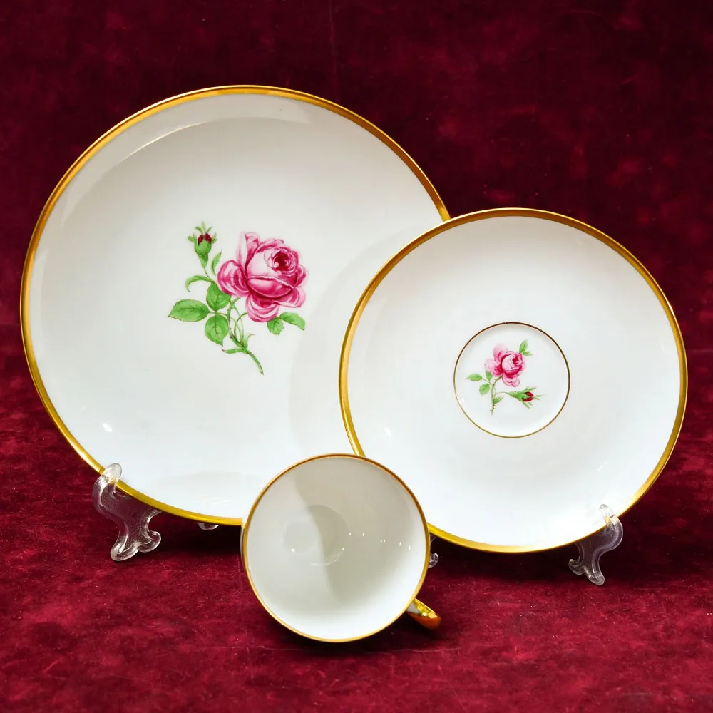 Коллекционная Чайная тройка «РОЗА», фарфор FURSTENBERG Германия, середина ХХ века.