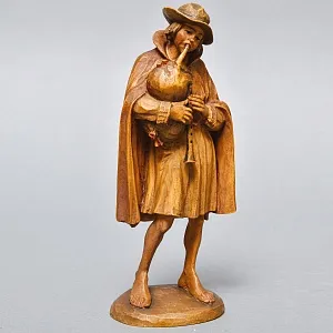 Редкая Антикварная Коллекционная Деревянная статуэтка «Бедный Волынщик», Англия начало ХХ века.