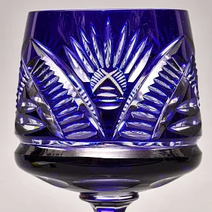 Хрустальный Бокал для вина серия «IMPERIAL» синего цвета, JOSEPHINENHUTTE Германия, 50-е годы ХХ века.