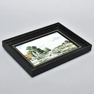 Фарфоровый Пласт - Картина - Панно «Сельский пейзаж. Заливной Луг», Royal Delft Голландия 50 гг.