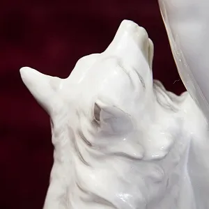 Большая Антикварная Авторская Статуэтка «Мальчик с собакой», Фарфор Villenauxe, Франция -30 гг.