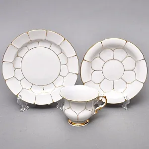 Чайный Набор на 6-ть персон «Белое Золото», Фарфор MEISSEN, Германия - 70-е годы ХХ века.