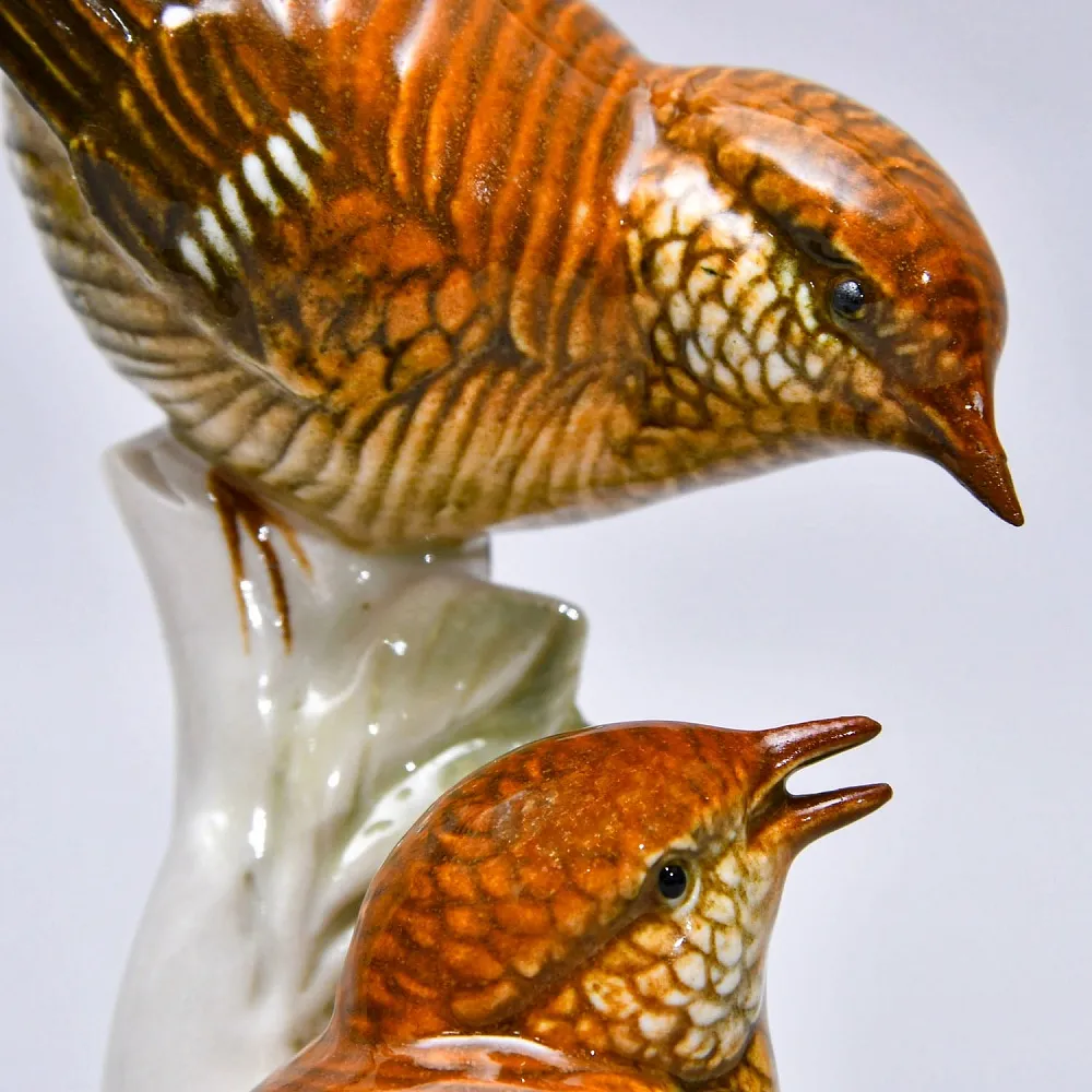 Фарфоровая Статуэтка «Пара Птиц - Крапивники», Карл Энс / Karl Ens Германия, середина ХХ века.