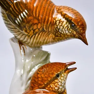 Фарфоровая Статуэтка «Пара Птиц - Крапивники», Карл Энс / Karl Ens Германия, середина ХХ века.