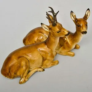 Коллекционная Фарфоровая статуэтка «Два Оленя», Hutschenreuther Германия, 1965 - 1967 годы.