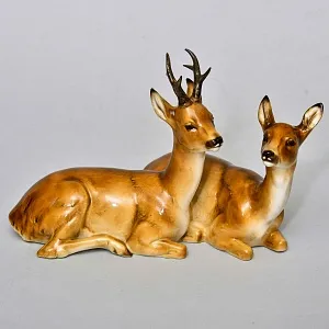 Коллекционная Фарфоровая статуэтка «Два Оленя», Hutschenreuther Германия, 1965 - 1967 годы.
