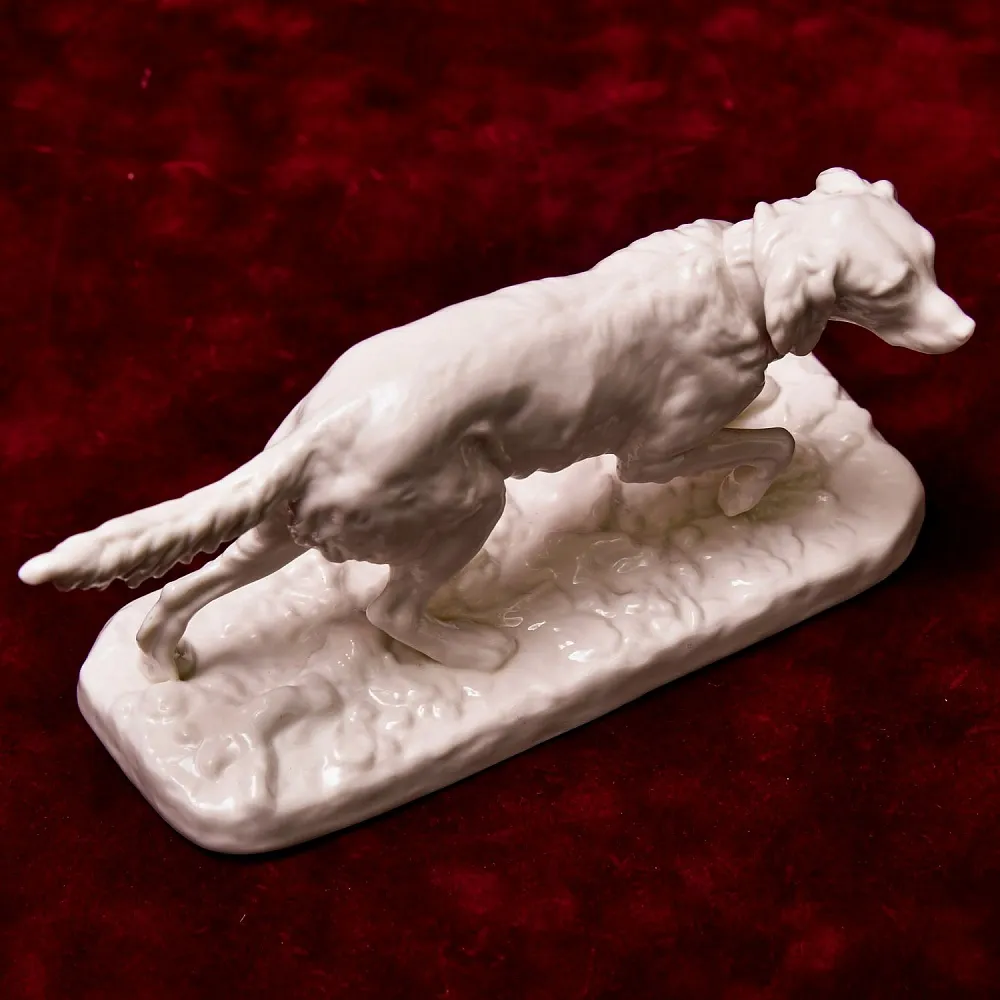 Антикварная Фарфоровая Статуэтка «Охотничья Собака - Сеттер», Nymphenburg, Германия первая половина ХХ века.