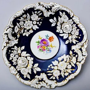 Редкость! Большое Коллекционное Блюдо «Золотые Розы», Фарфор MEISSEN Германия -  1978 год.