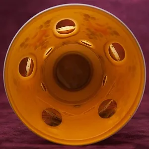 Ваза «Цветочная Нежность» Стекло Эмалевая роспись, LAUSITZER GLASWERKE Германия - 50-70е гг.