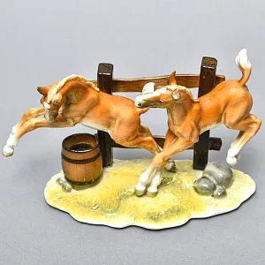 Коллекционная статуэтка «Лошади - Скачущие Жеребята», Фарфор Hutschenreuther Германия, 1970 год.