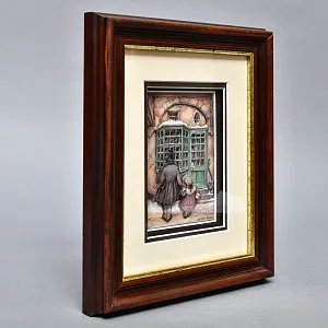 Объемная Картина - Панно в технике 3D декупаж «У витрины магазина», 70-е годы ХХ века.