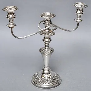 Старинный Канделябр - Подсвечник на Три Свечи, Silverplated SHEFFIELD Англия, начало ХХ века.
