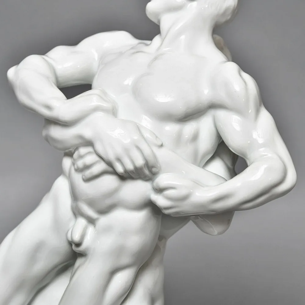 Редкость! Большая Фарфоровая статуэтка «Cпортсмены. БОРЦЫ», HEREND Венгрия, середина ХХ века.