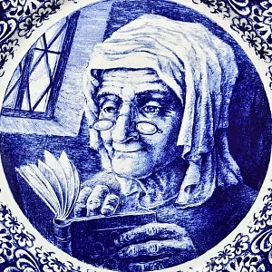 Декоративная Фарфоровая Тарелка - Блюдо «Морячка у окна. Ожидание», DELFTs - Royal Boch Бельгия.