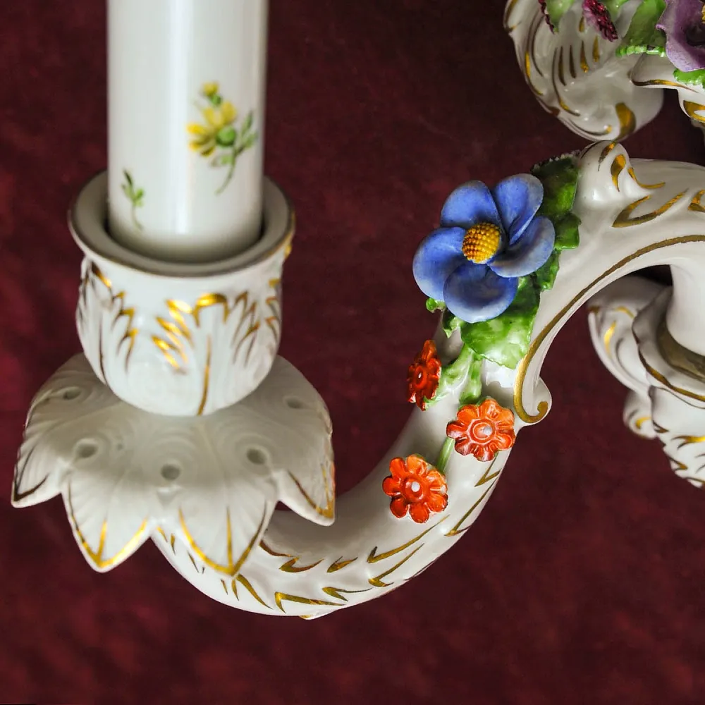 Парные Настенные Электрические Бра - Канделябры, Фарфор PLAUE Von Schierholz Германия.