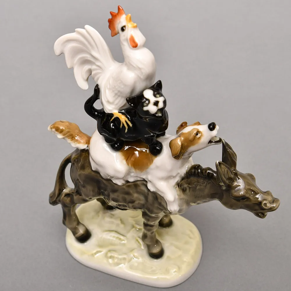 Авторская Фарфоровая Статуэтка «Бременские музыканты», Hutschenreuther, Германия -1955 год.