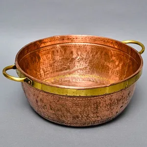 Винтажный Медный Таз на 17-ть литров в латунном окладе, Франция - первая половина ХХ века. 