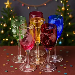 Набор 6-ть Фужеров серия «Prosecco - Виноград» Цветной Хрусталь, NACHTMANN Германия, 60-е гг.