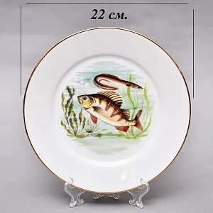 Столовый «Рыбный» Сервиз на 6 персон, Фарфор Limoges / Лимож Франция, конец ХХ века.