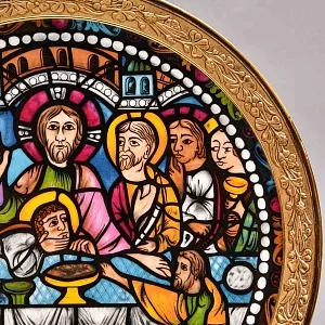 Фарфоровая Тарелка «Тайная вечерня. Витражи Шартрского Собора», Krautheim & Adelberg Германия, 1945-1977 годы. 