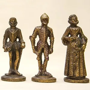 Редкость! Винтажные Коллекционные Оловянные «ШАХМАТЫ» в кожаном кейсе, Германия 60 гг.