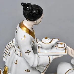 Коллекционная Фарфоровая статуэтка «Китайцы - Чайная церемония», SITZENDORF Германия, 50-е гг.