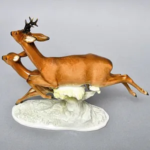 Коллекционная Фарфоровая статуэтка «Охота. Бегущие косули», Hutschenreuther Германия.