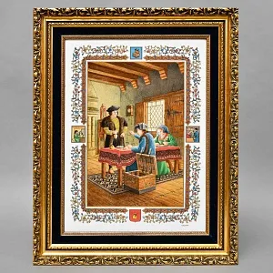 Редкость! Фарфоровая Картина - Пласт «МЕНЯЛА-МОНЕТЧИК», DÉCORS DE PARIS Франция.