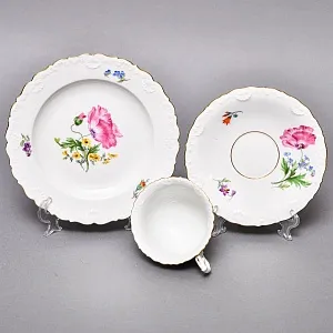 Чайный набор «Мейсенский букет» на 6 персон, Фарфор MEISSEN Германия, 1924 - 1934 годы. 