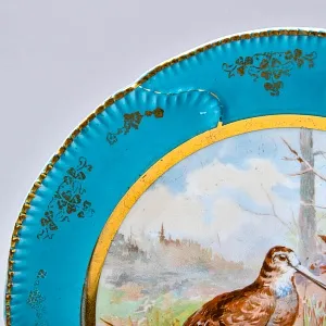 Редкость! Антикварное Блюдо - Тарелка «Охота - Птицы - Лесной Кулик» Фарфор Limoges Франция 20 гг.