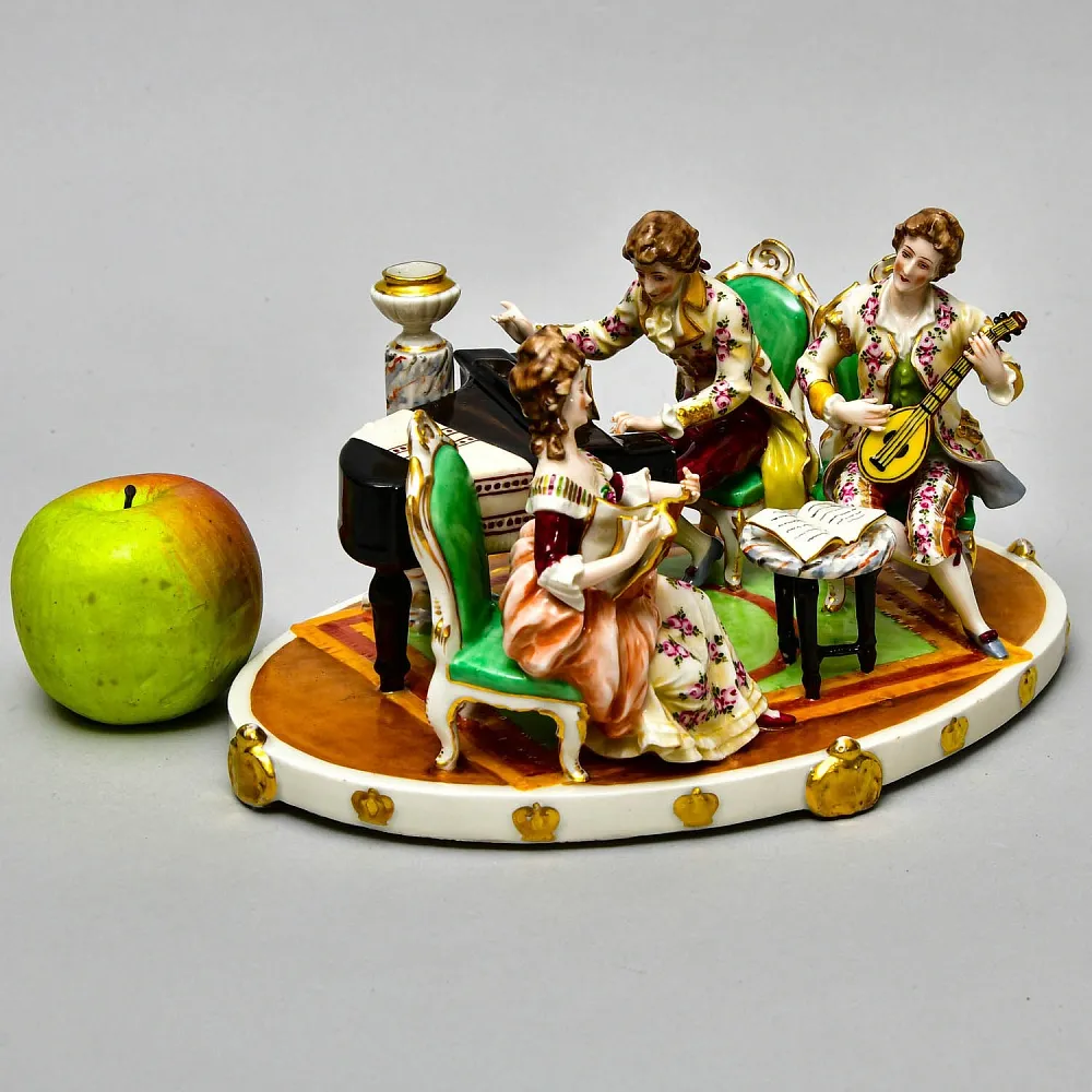 Антикварная Фарфоровая Статуэтка - Подсвечник "Музыкальное Трио", Ernst Bohne Sohne Германия.