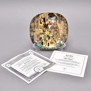 Коллекционная Тарелка «Шедевры Густава Климта. ПОЦЕЛУЙ», Фарфор Lilien Porzellan Австрия, 1990 год. 