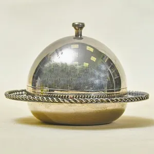 Металлическая Икорница - Соусница - Джемница с хрустальным вкладышем, Silverplate, SHEFFIELD Англия -60 -е гг.