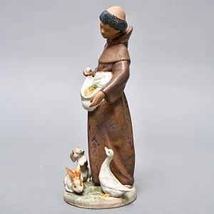 Коллекционная Фарфоровая статуэтка «Юный монах и его паства», Lladro серия Грес, Испания. 