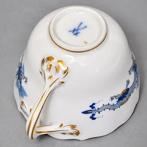 Классическая Кофейная пара и Десертная тарелка «Синий Дракон», Фарфор MEISSEN, Германия. 