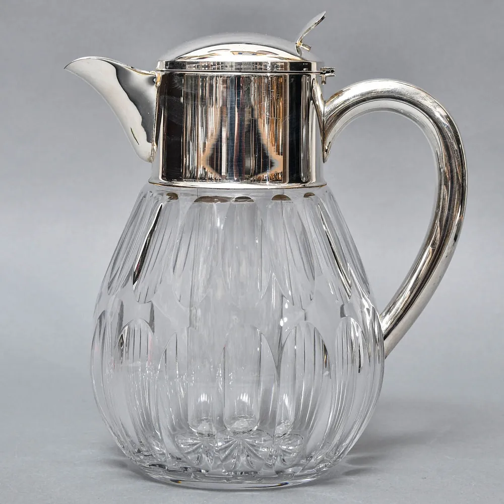 Винтажный Хрустальный  Графин - Кувшин на 3 литра с Колбой для льда, Silverplated Германия. 