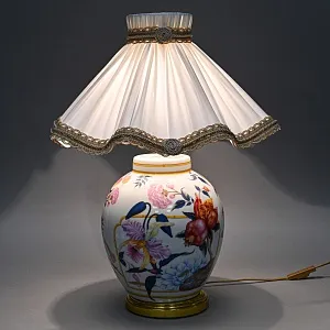 Настольная Электрическая Лампа - Светильник «Цветущий Гранат» Фарфор PORCELAIN DE PARIS, Франция.