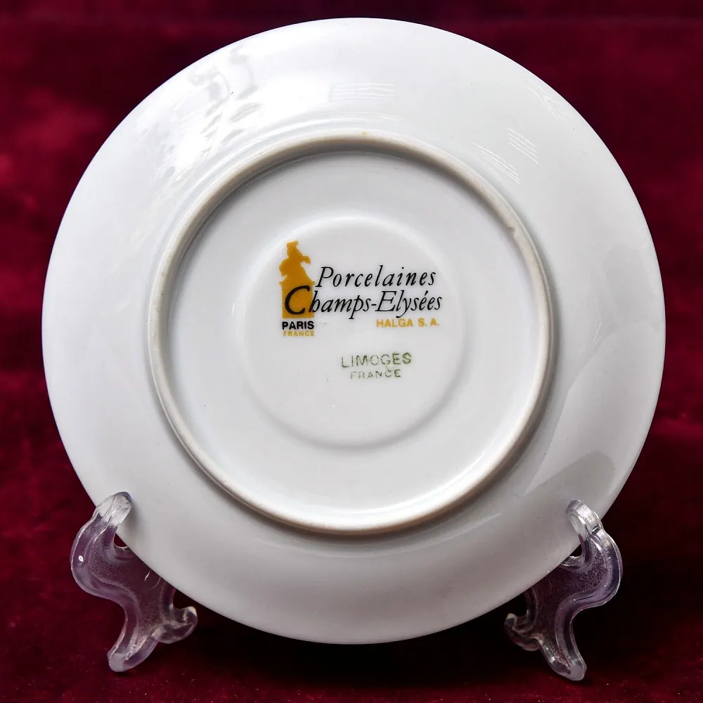 Коллекционная Кофейная Пара «Розовый куст», фарфор Porcelains Champs-Elysees Limoges, Франция.