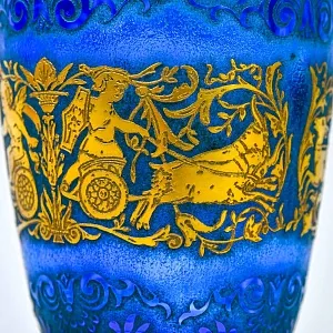 Редкость! Антикварная Хрустальная Ваза «Античные Колесницы», JOSEPHINENHUTTE, Германия 1915 -1920 гг.