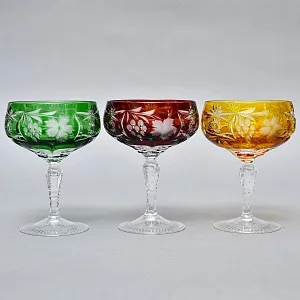 Набор 6-ть «Креманок» из Цветного Хрусталя серия «Виноград», NACHTMANN Германия, 60 -е годы.