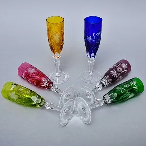 Бокалы для Шампанского из Цветного Хрусталя «Виноград», NACHTMANN Германия, 60 -е годы ХХ века.