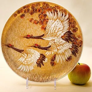 Коллекционная Авторская Тарелка - Блюдо «Журавли» Фарфор KAISER Германия D -28 см.