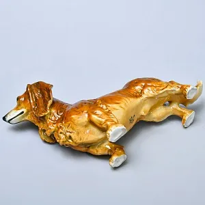 Редкость!!! Антикварная Фарфоровая статуэтка «Собака -  Длинношерстная Такса», Карл Энс / Karl Ens, Германия.