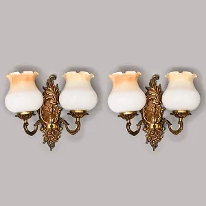 Пара Винтажных Электрических Настенных Двух рожковых Светильников - Бра, бронза СССР 70 -е гг. 