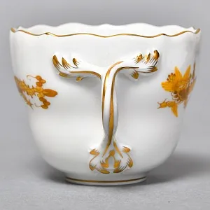 Классическая Кофейная пара и Десертная тарелка «Золотой Дракон», Фарфор MEISSEN, Германия. 