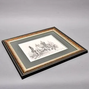 Антикварная Авторская Картина - Рисунок «Королевский Мост», Прага Чехия начало ХХ века.