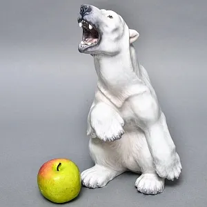 РЕДКОСТЬ! Большая Фарфоровая статуэтка «Белый медведь», Dahl-Jensen Дания, середина ХХ века.