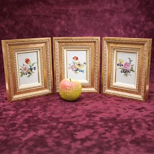 Коллекционный Набор из Трех Фарфоровых Плакеток - Картин - Панно «Летние Цветы», Lindner Германия.